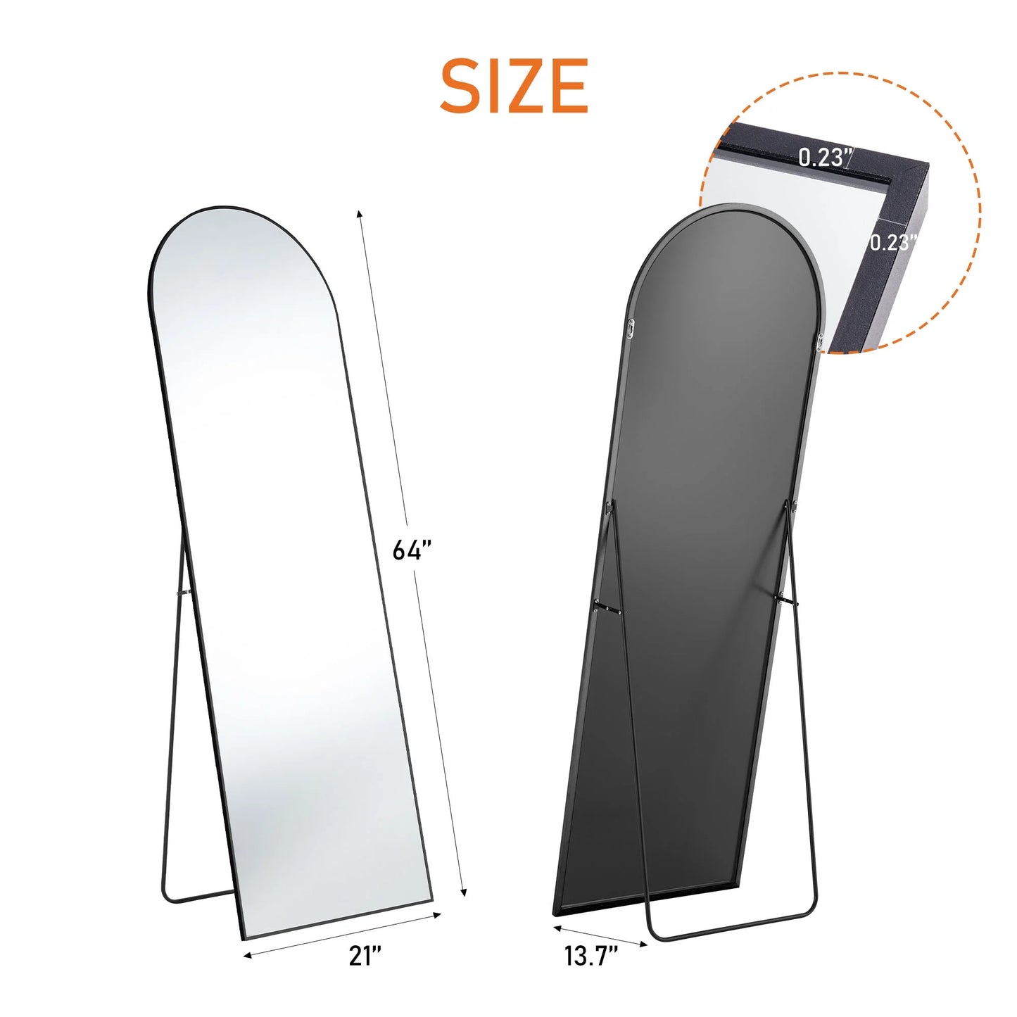 Elevate Your Space with the 64"x21" Arched Black Full Length Mirror - Stylish & Functional Floor Mirror
