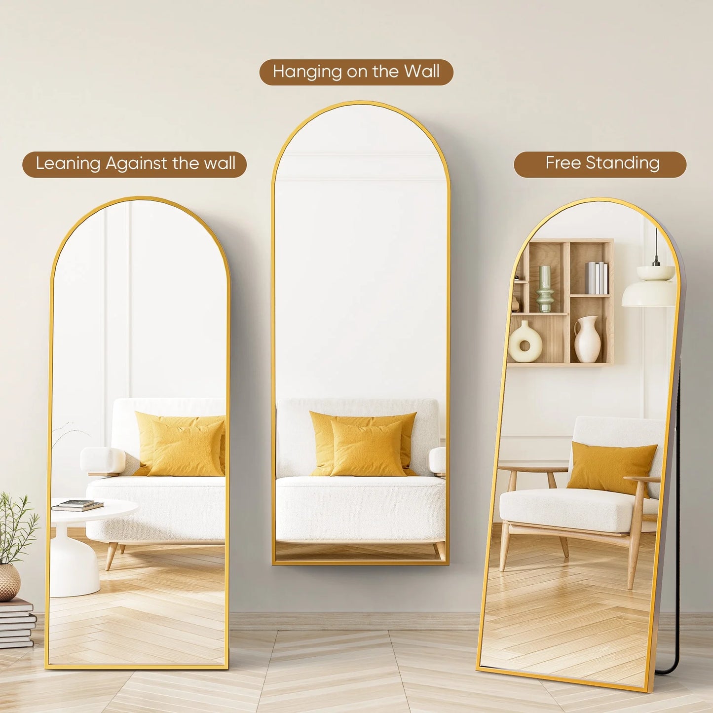 Elevate Your Space with the Elegant 71"x26" Arched Gold Full Length Mirror - Perfect for Any Room!