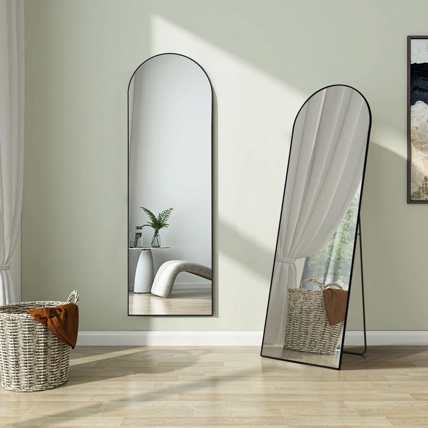Elevate Your Space with the 64"x21" Arched Black Full Length Mirror - Stylish & Functional Floor Mirror