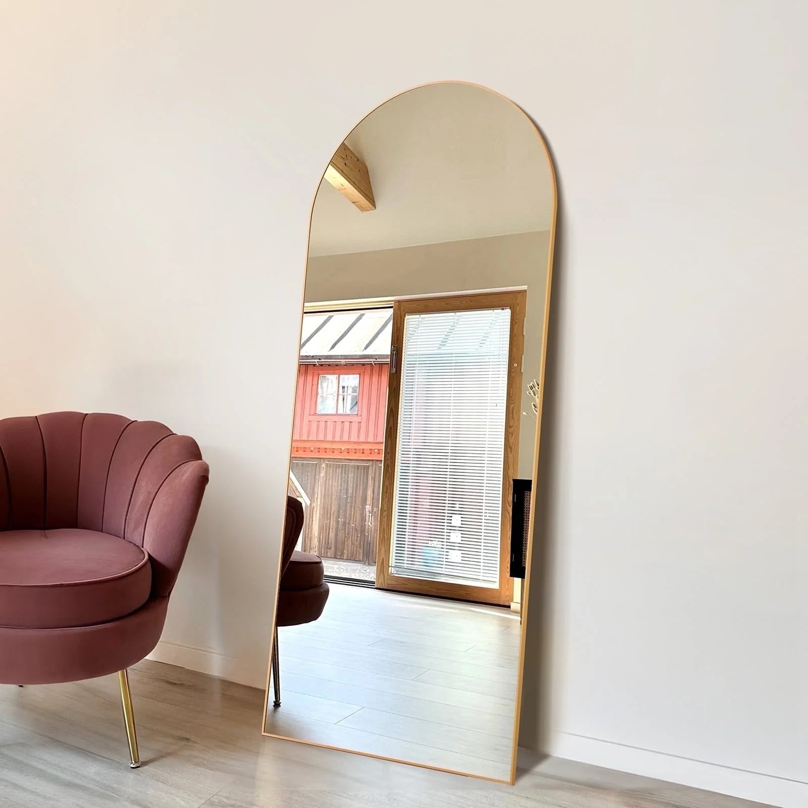 Elevate Your Space with the Elegant 71"x26" Arched Gold Full Length Mirror - Perfect for Any Room!