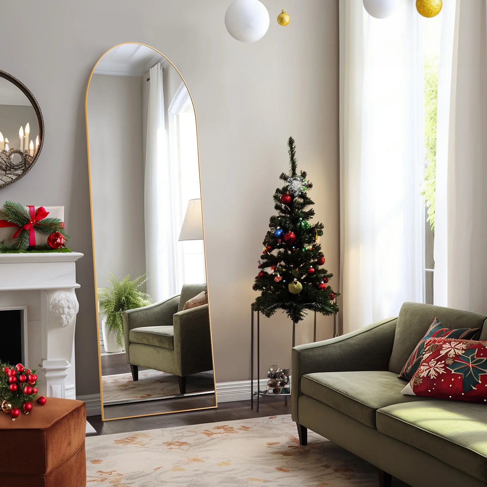 Elevate Your Space with the Elegant 71"x26" Arched Gold Full Length Mirror - Perfect for Any Room!