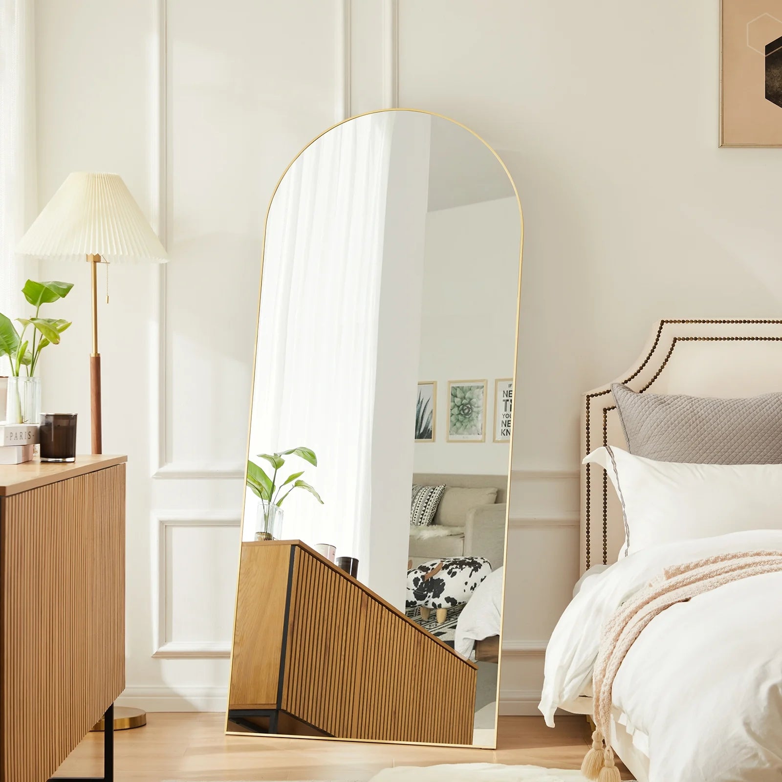 Elevate Your Space with the Elegant 71"x26" Arched Gold Full Length Mirror - Perfect for Any Room!