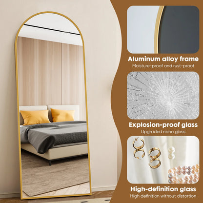 Elevate Your Space with the Elegant 71"x26" Arched Gold Full Length Mirror - Perfect for Any Room!