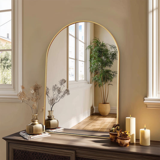 Elevate Your Space with the 20" x 30" Arched Shatterproof Bathroom Mirror - Stylish Gold Design for Modern Vanity Decor