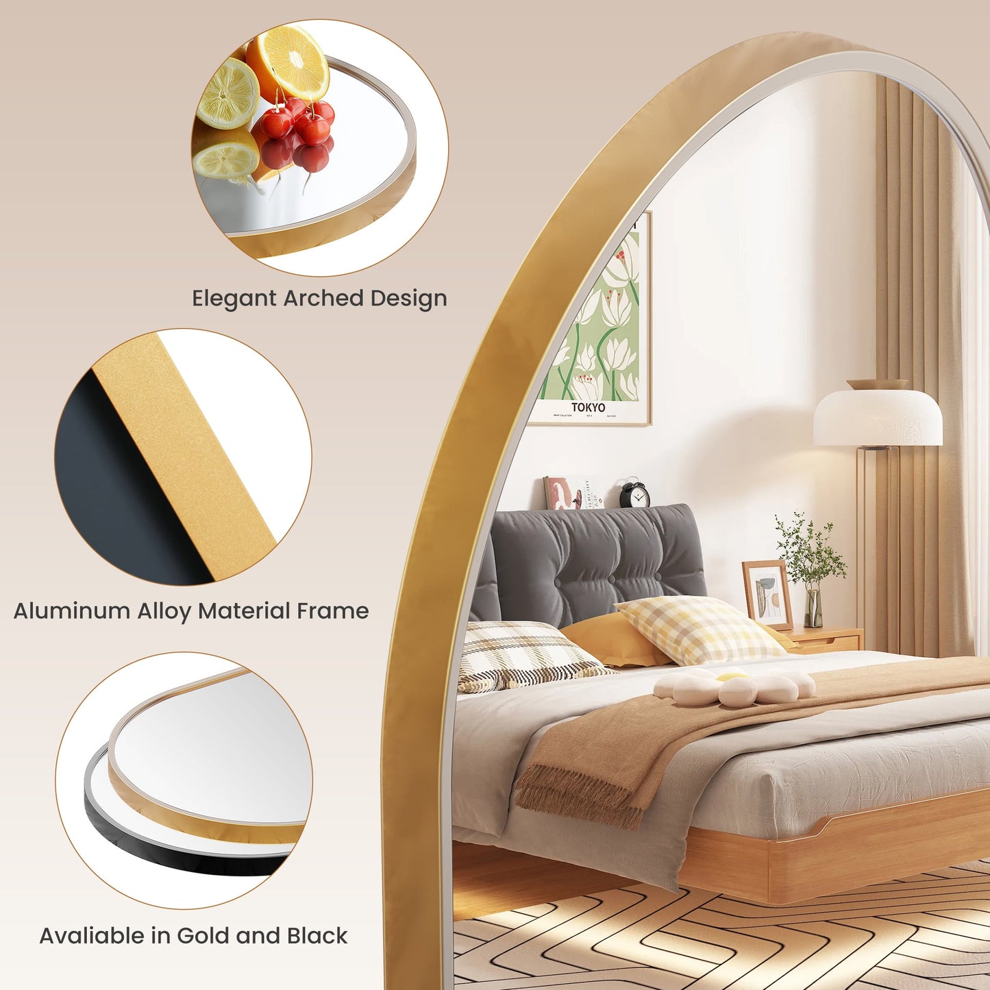 Elevate Your Space with the 20" x 30" Arched Shatterproof Bathroom Mirror - Stylish Gold Design for Modern Vanity Decor