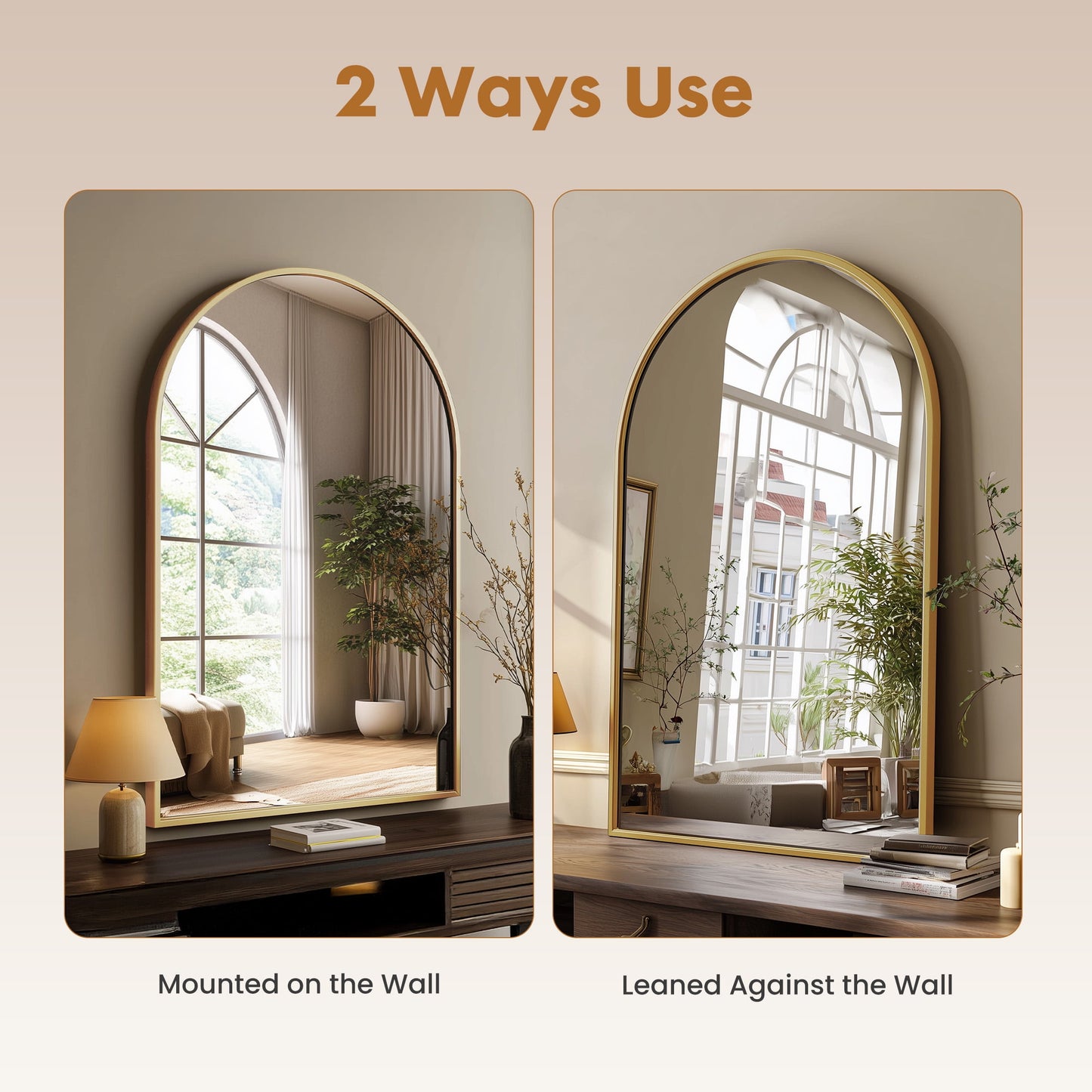 Elevate Your Space with the 20" x 30" Arched Shatterproof Bathroom Mirror - Stylish Gold Design for Modern Vanity Decor