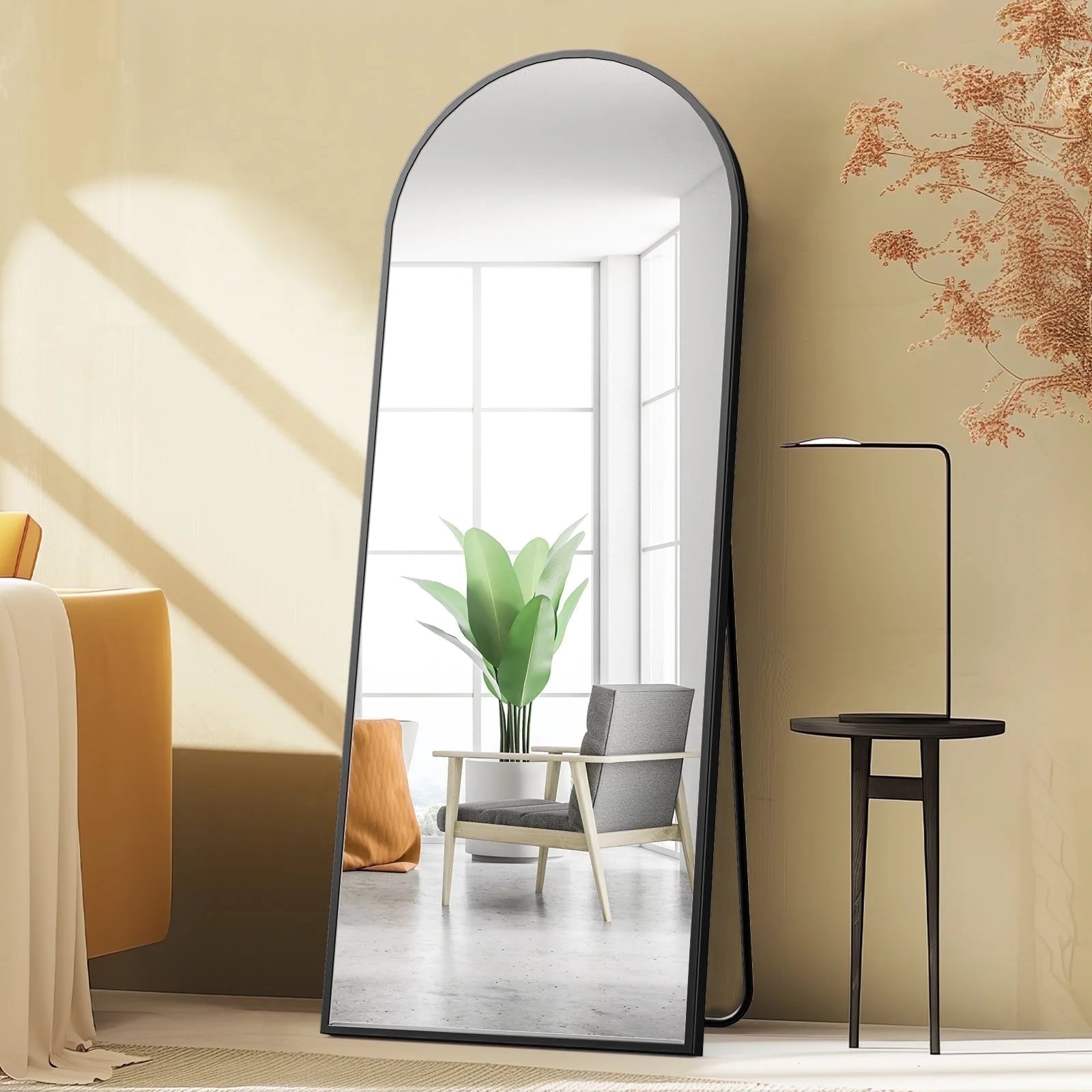 Elevate Your Space with the 64"x21" Arched Black Full Length Mirror - Stylish & Functional Floor Mirror