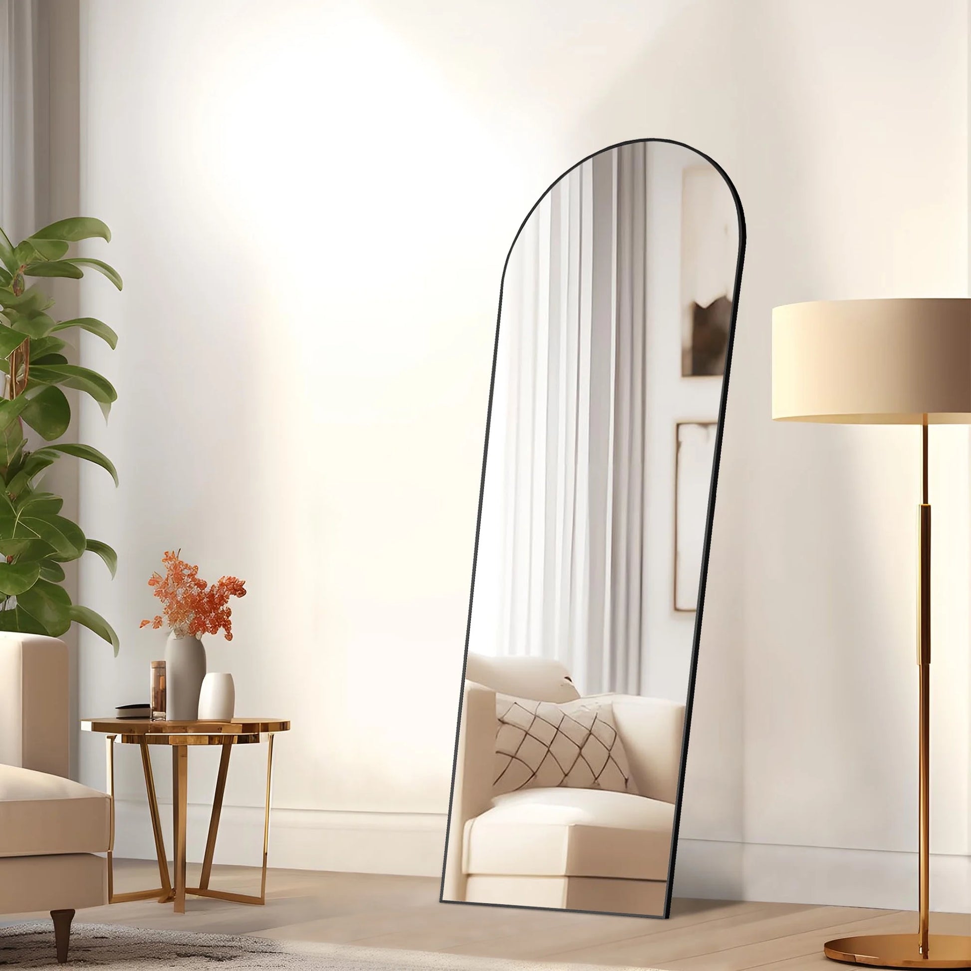 Elevate Your Space with the 64"x21" Arched Black Full Length Mirror - Stylish & Functional Floor Mirror