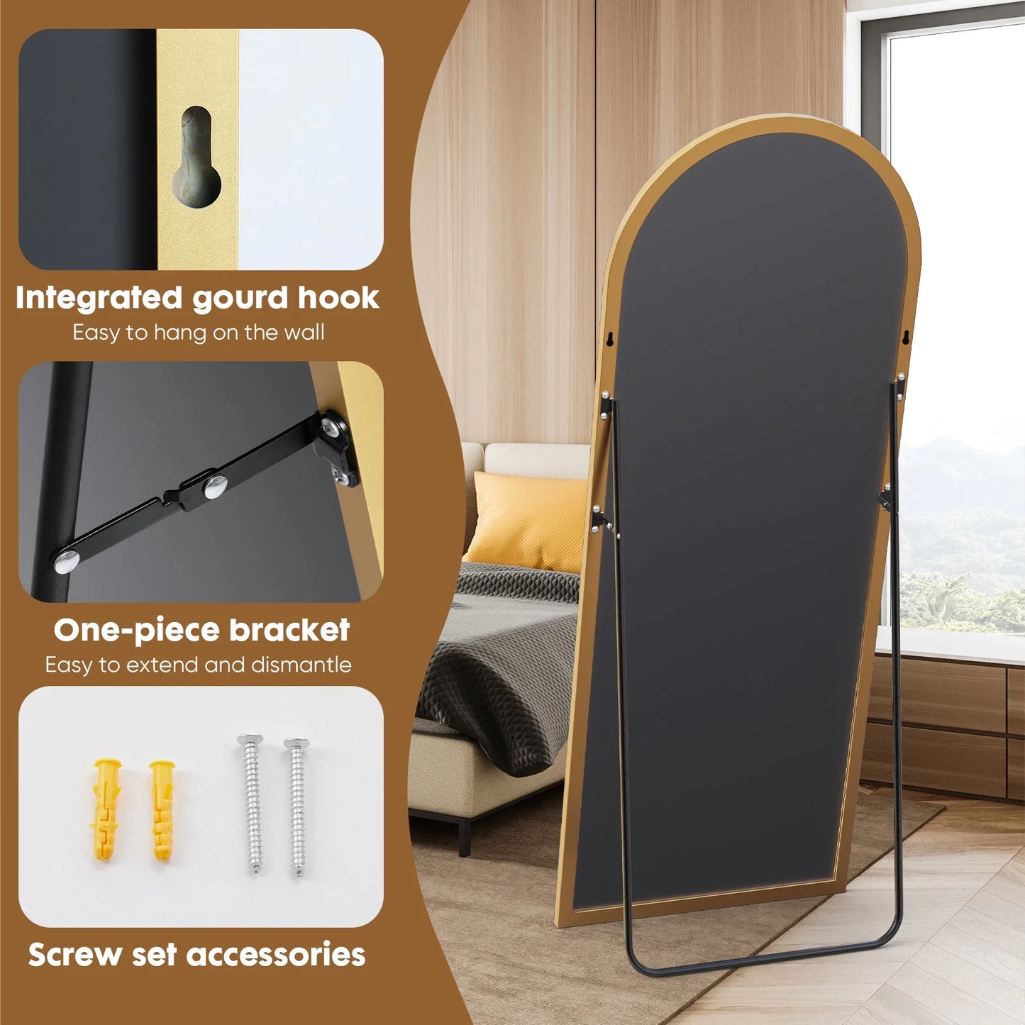 Elevate Your Space with the Elegant 71"x26" Arched Gold Full Length Mirror - Perfect for Any Room!
