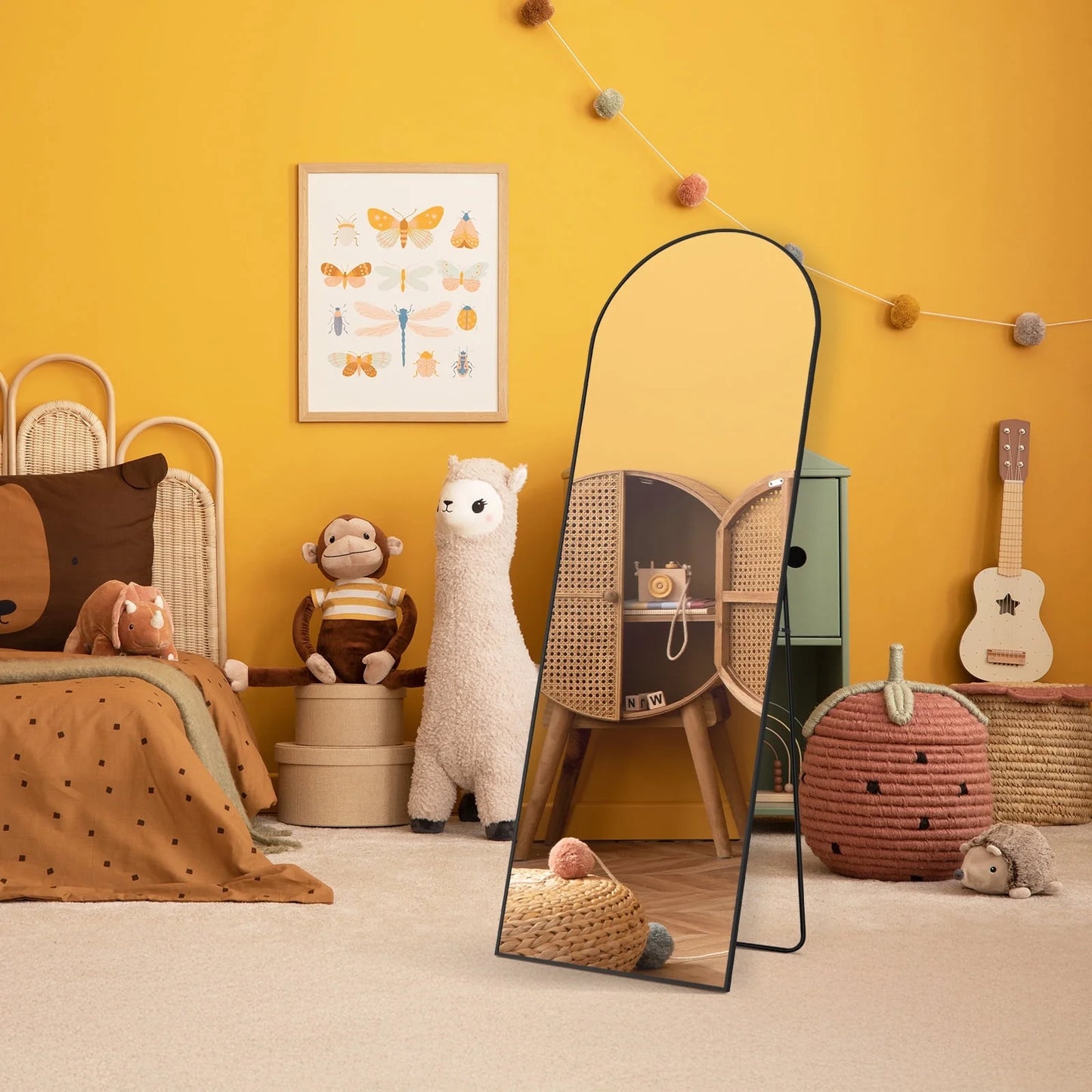 Elevate Your Space with the 64"x21" Arched Black Full Length Mirror - Stylish & Functional Floor Mirror